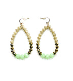 Cream, Gold, and Mint Green Crystal Earring