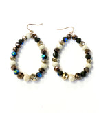 Cream, Gold, Bronze, Dark Olive Crystal Earring