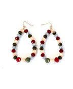 Olive, Cream, Wine, & Silver Crystal Earring