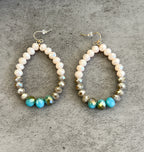 Cream, Taupe, and Turquoise Crystal Earring