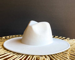 Wide Brim White Fedora