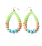 Lime Green, Cream, & Blue Crystal Earring