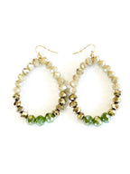 Cream, Gold, & Green Crystal Earring